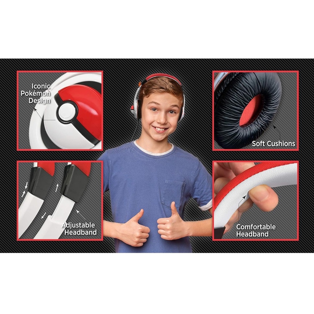 🧸2/$10🧩3/$12 NWT Pokémon Pokeball Wired Over Ear Kids Headphones - Picture 8 of 11